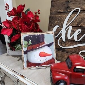 Holiday Snowman Wood Sign